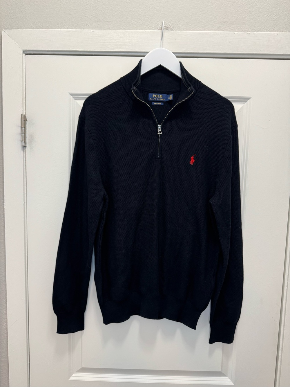 Polo Ralph Pima Cotton 1/2 Zip Black Sweater